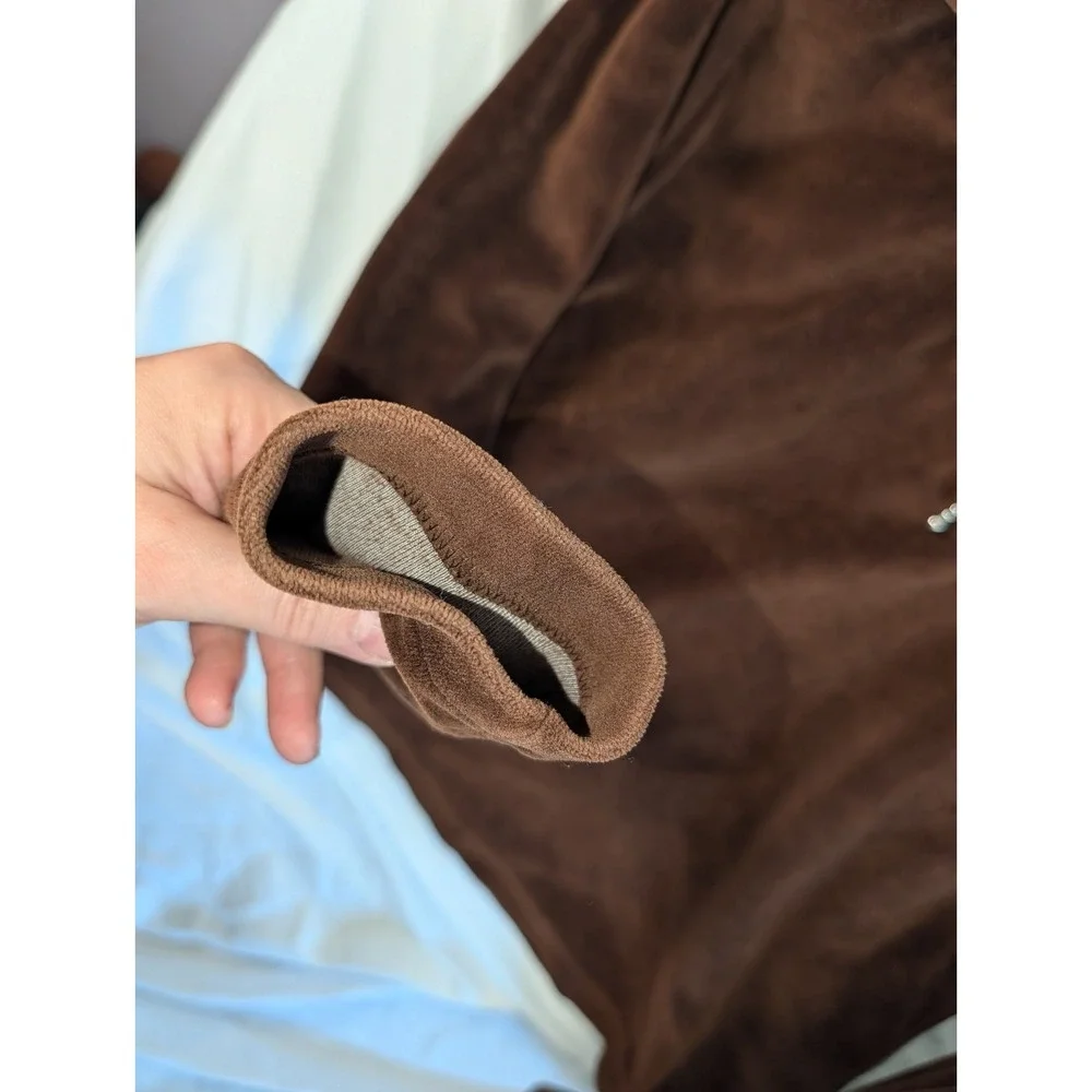 VTG Velour Velvet Brown 70s 1/4 Zip long sleeve Talon Disco Mens M vintage JMX